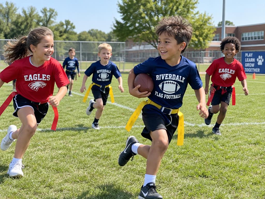 Kids in a Flag Football class